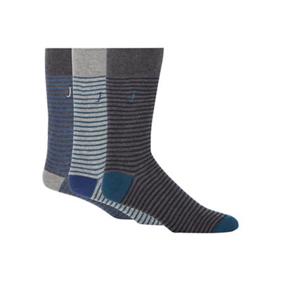 J by Jasper Conran Pack of three grey striped socks